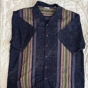 Tommy Bahama Black and Green Silk Shirt